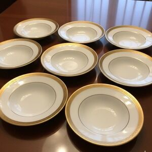 8 Sango Imperial VTG Deluxe Cleopatra 6.5" Dessert Fruit Bowl Gold Rim PRISTINE